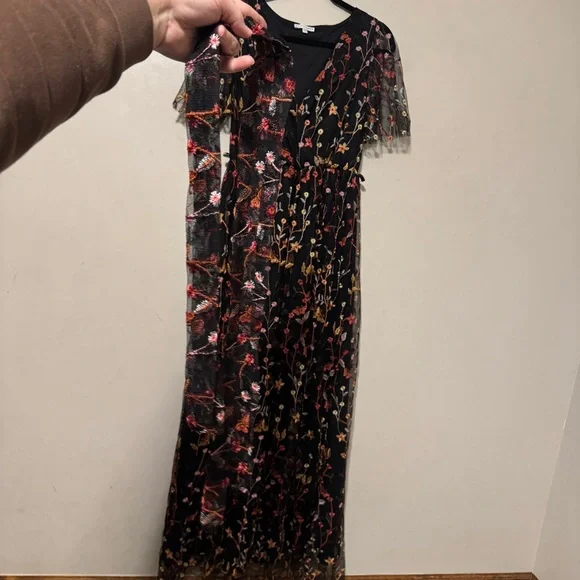 Baltic Born Floral Marsielle Black Dress With Pink, Orange, & Yellow Accents - Picture 11 of 16